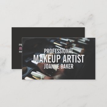 Professional Makeup Artist Brush Modern Black Business Card by busied at Zazzle
