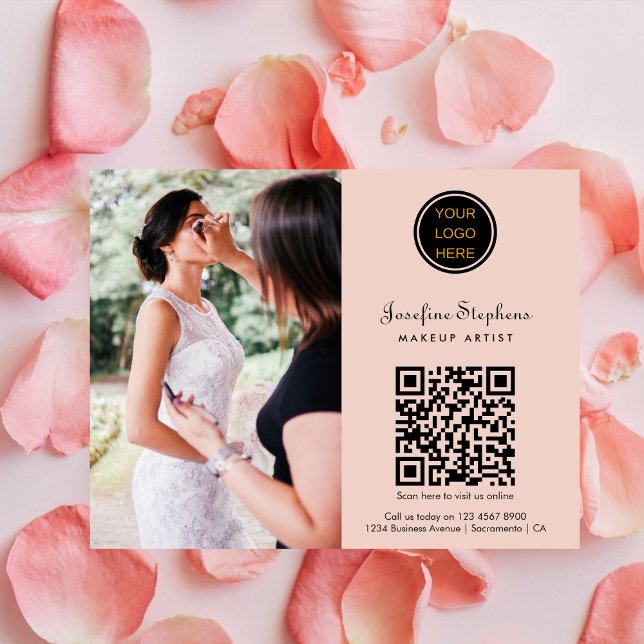 Professional Makeup Artist Business Logo QR Code Flyer (Creator Uploaded)