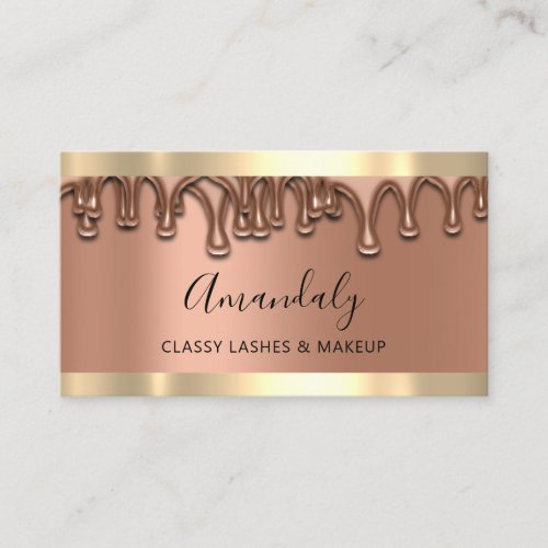 Professional Makeup Artist Copper Rose Lashes Drip Business Card
