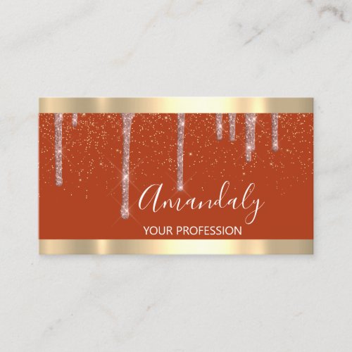 Professional Makeup Artist Drips Rose Gold Coral Business Card