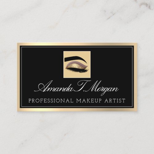 Professional Makeup Artist Eyelash Brows Gold VIP Business Card