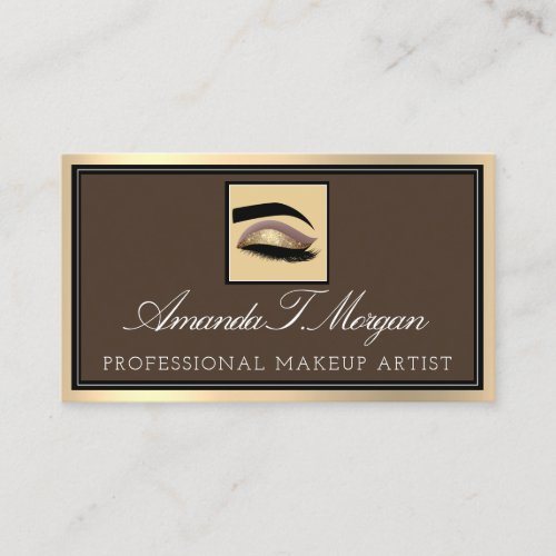 Professional Makeup Artist Eyelash Brows Gold VIP Business Card