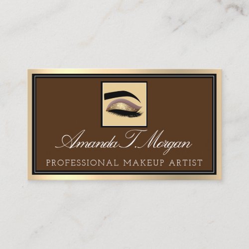 Professional Makeup Artist Eyelash Brows Gold VIP Business Card