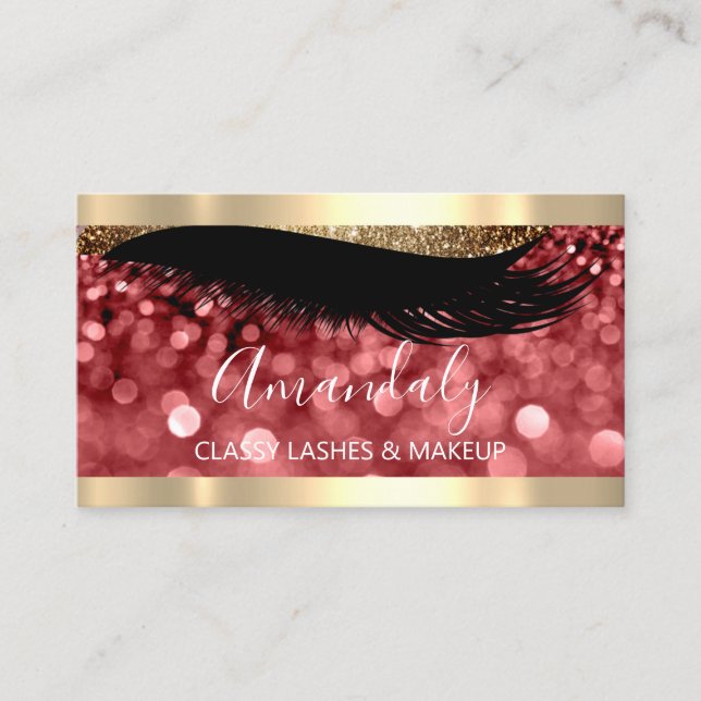 Professional Makeup Artist Eyelash Burgundy Red Business Card (Front)