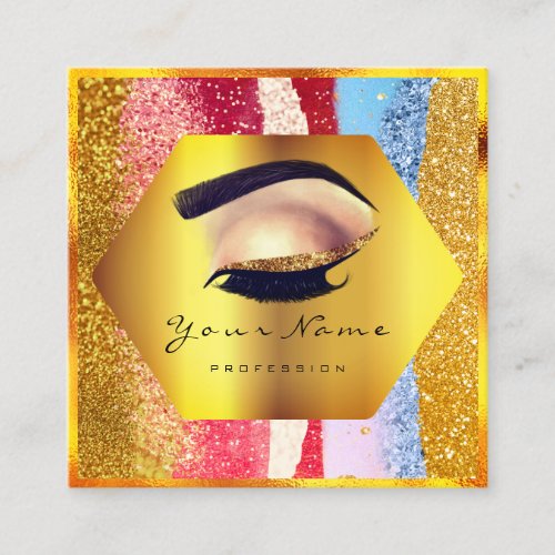 Professional Makeup Artist Eyelash Extension Brows Square Business Card