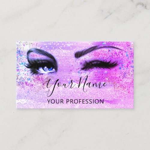 Professional Makeup Artist Eyelash Glitter Pink Ho Business Card