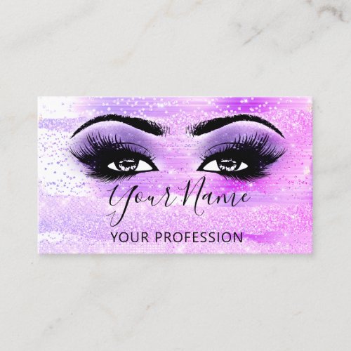Professional Makeup Artist Eyelash Glitter Purple Business Card