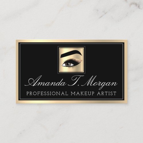 Professional Makeup Artist Eyelash Gold Black Brow Business Card