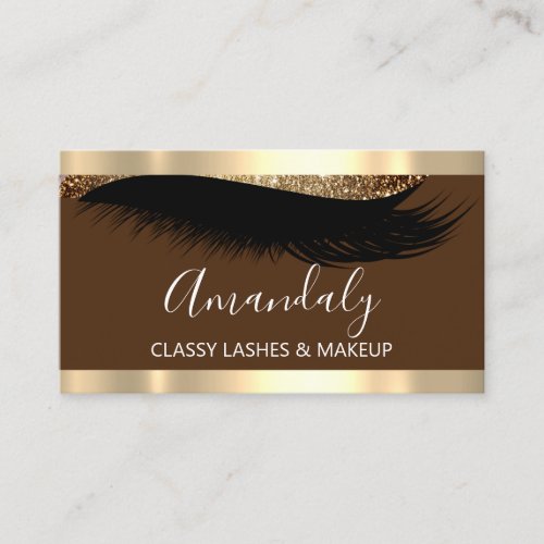 Professional Makeup Artist Eyelash Gold Chocolate Business Card