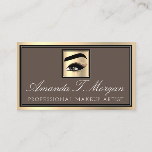 Professional Makeup Artist Eyelash Gold Coffe Brow Business Card
