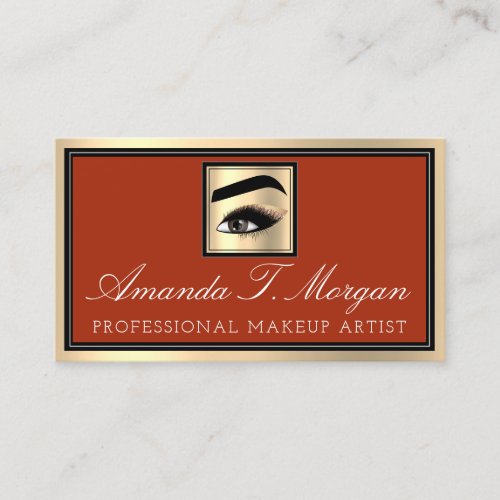 Professional Makeup Artist Eyelash Gold Coral Brow Business Card