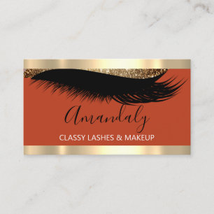 Professional Makeup Artist Eyelash Gold Coral Gray Business Card