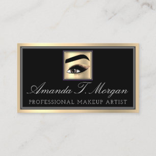 Professional Makeup Artist Eyelash Gold Grey Brows Business Card