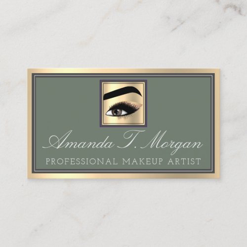 Professional Makeup Artist Eyelash Gold Mint Brows Business Card