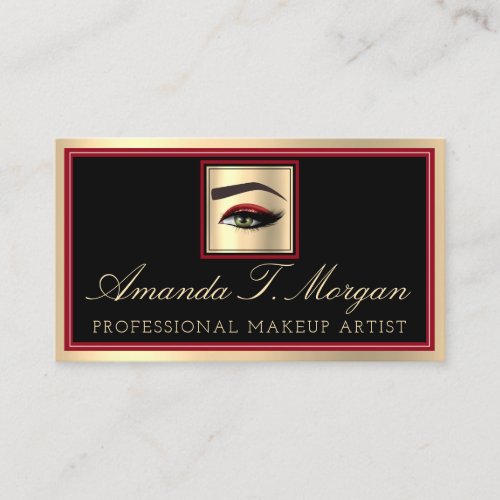 Professional Makeup Artist Eyelash Gold Red Black Business Card