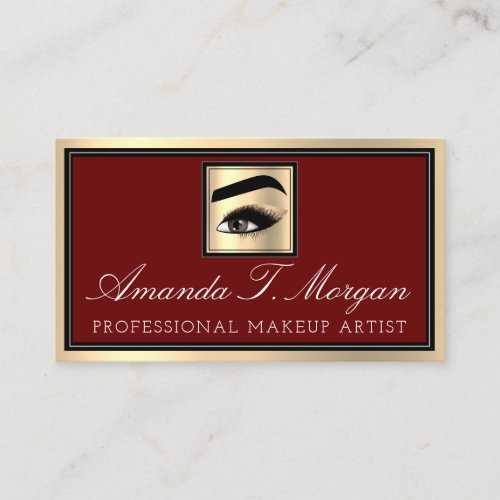 Professional Makeup Artist Eyelash Gold Ruby Brow Business Card