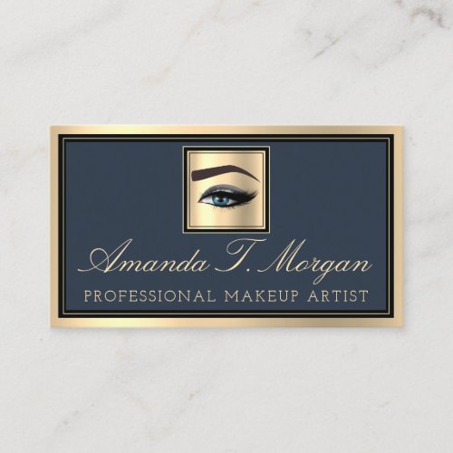 Professional Makeup Artist Eyelash Gold Smoky Blue Business Card