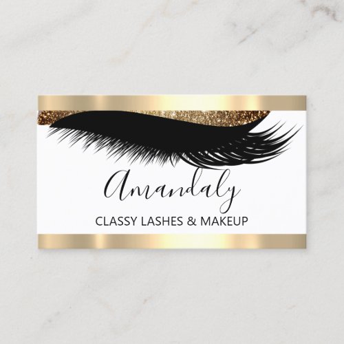 Professional Makeup Artist Eyelash Gold White VIP Business Card