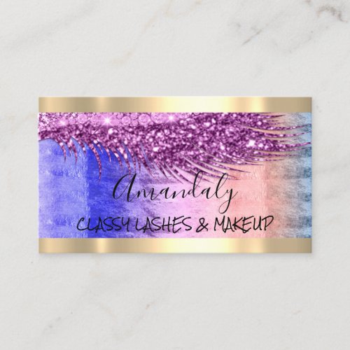 Professional Makeup Artist Eyelash Golden Frame  Business Card