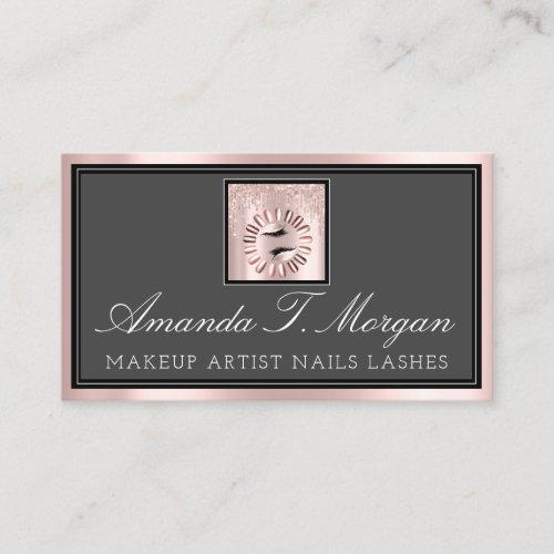 Professional Makeup Artist Eyelash Gray Pink Nail Business Card