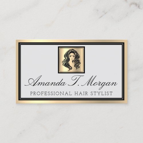 Professional Makeup Artist Eyelash Hair Gray Gold Business Card