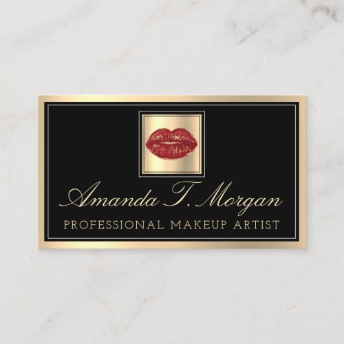 Professional Makeup Artist Eyelash Hair Red Kiss Business Card