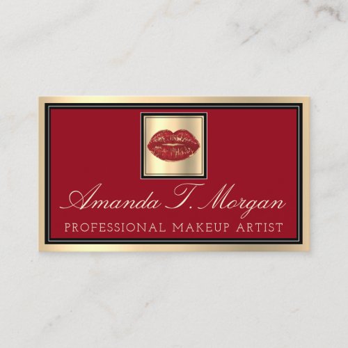 Professional Makeup Artist Eyelash Hair Red Lips Business Card