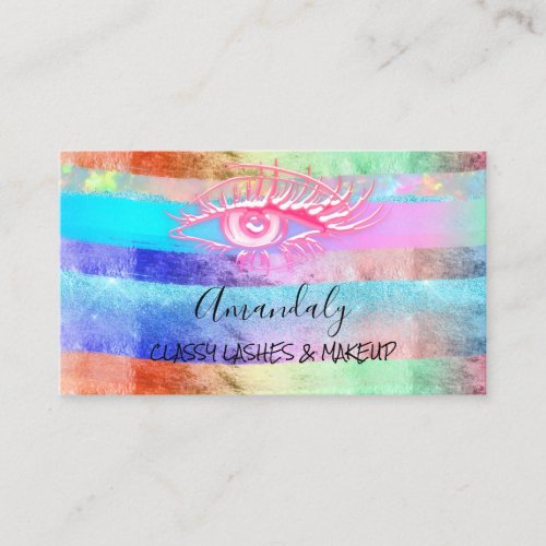 Professional Makeup Artist Eyelash Logo BluePink Business Card