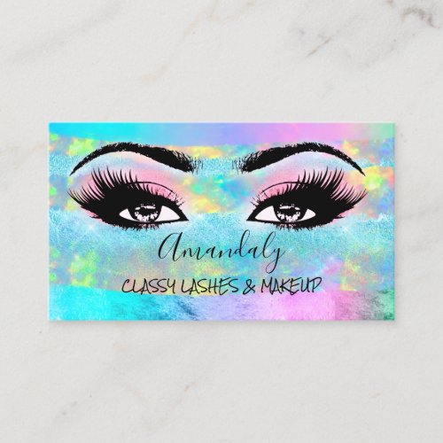 Professional Makeup Artist Eyelash Logo Holograph Business Card