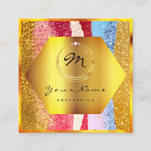 Professional Makeup Artist Eyelash Monogram Gold Square Business Card