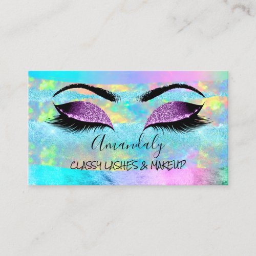 Professional Makeup Artist Eyelash PurpleHolograph Business Card