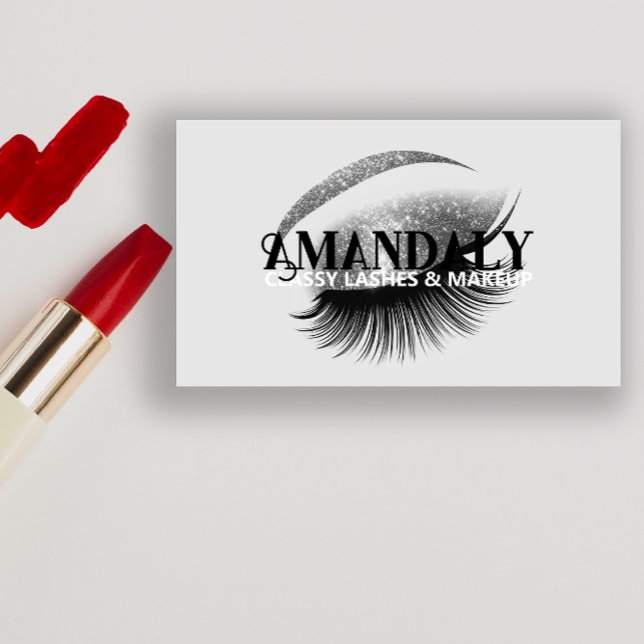 Professional Makeup Artist Eyelash QR LOGO Gray Business Card (Professional Makeup Artist Eyelash QR LOGO Gray Business Card)