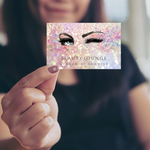 Professional Makeup Artist Eyelash Rose Glitter Appointment Card