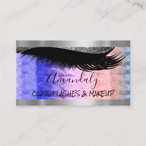 Professional Makeup Artist Eyelash Silver Gray  Business Card