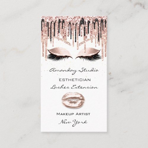 Professional Makeup Artist Eyelashes Drips Rose Business Card