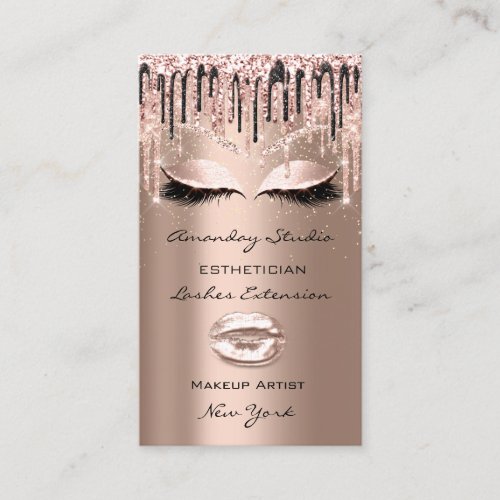 Professional Makeup Artist Eyelashes Drips Rose Business Card