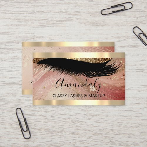 Professional Makeup Artist Eyelashes Gold Abstract Business Card