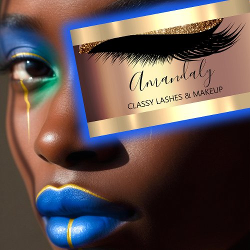 Professional Makeup Artist Eyelashes Gold Framed Business Card