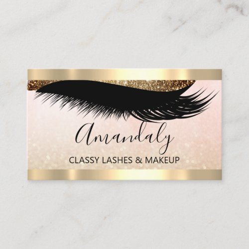 Professional Makeup Artist Eyelashes Gold Glitter Business Card