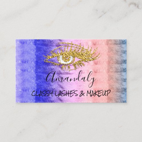 Professional Makeup Artist Eyelashes Gold Pink Business Card