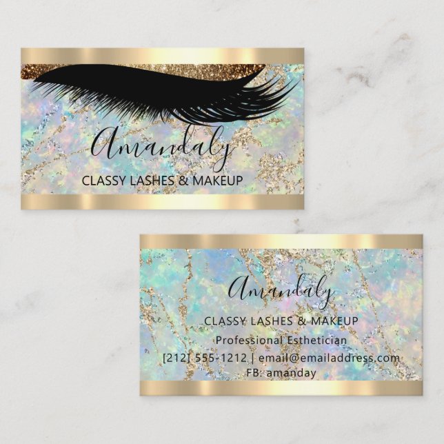 Professional Makeup Artist Eyelashes Holographic  Business Card (Front/Back)
