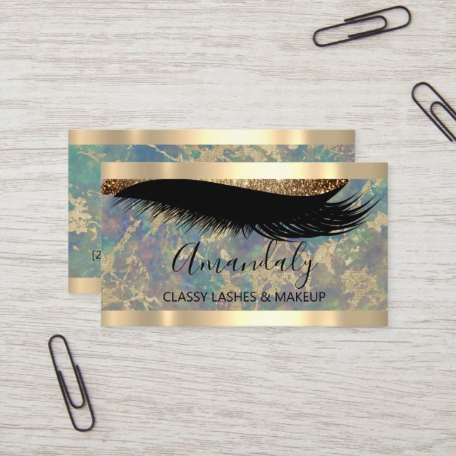 Professional Makeup Artist EyelashesAbstract Gold Business Card (Front/Back In Situ)