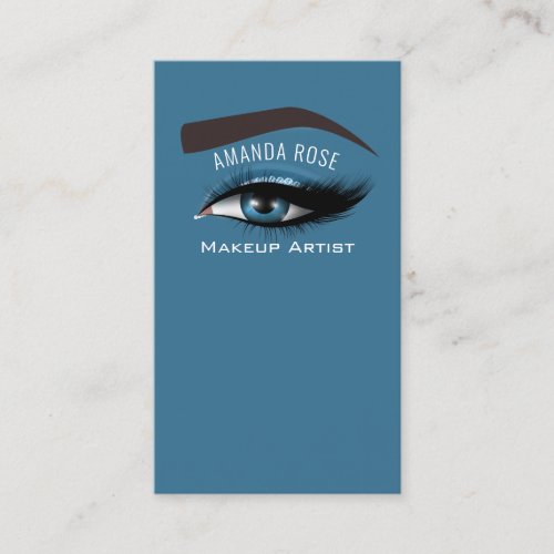 Professional Makeup Artist Eyes Lashes Brows Blue Business Card