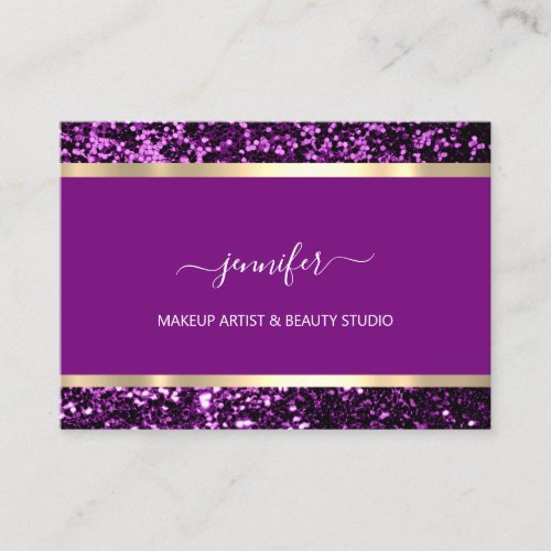 Professional Makeup Artist Glitter Purple Eggplant Business Card