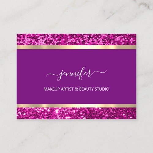 Professional Makeup Artist Glitter Purple Pink VIP Business Card