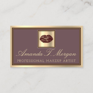 Professional Makeup Artist Gold Chocolate Lip Kiss Business Card