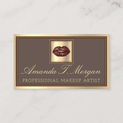 Professional Makeup Artist Gold Chocolate Lips VIP Business Card