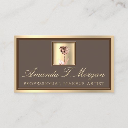 Professional Makeup Artist Gold Chocolate Rose VIP Business Card