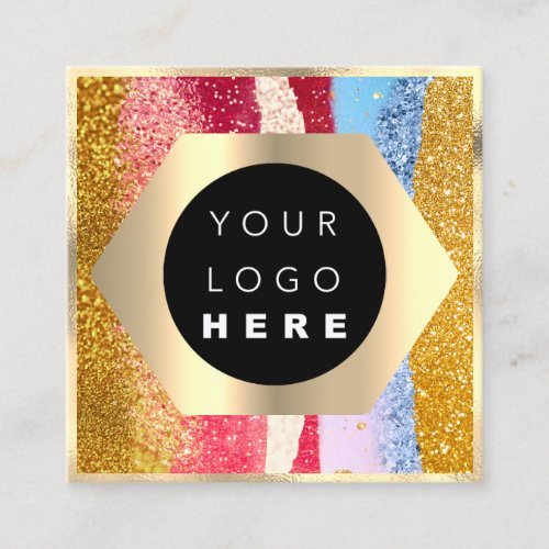 Professional Makeup Artist Gold Glitter Logo Spark Square Business Card