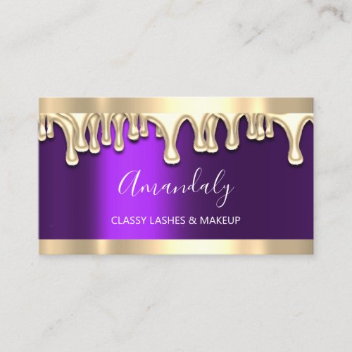 Professional Makeup Artist Gold Purple Lash Nails Business Card